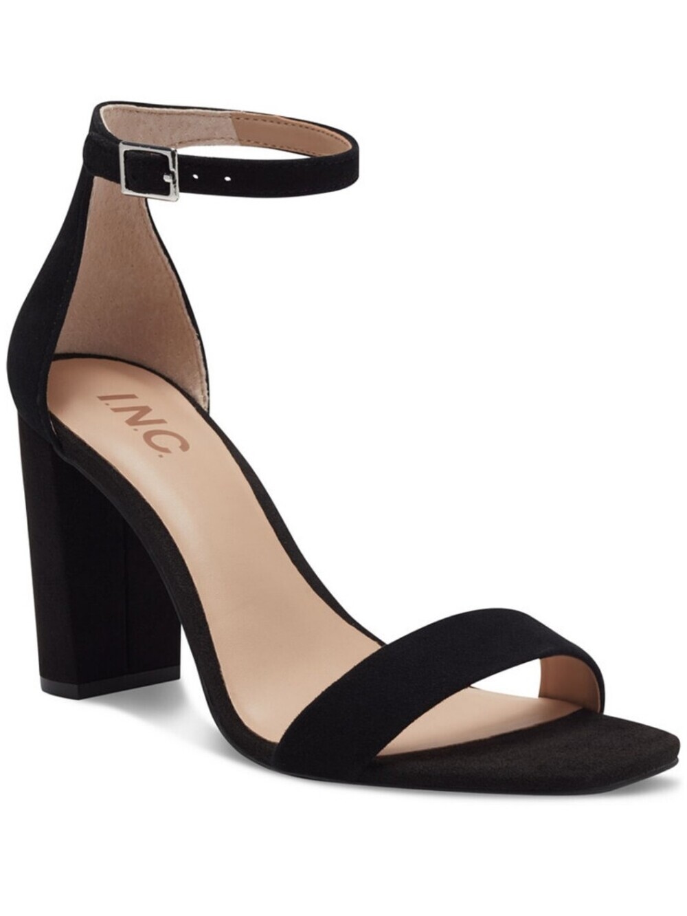 INC INTERNATIONAL CONCEPTS NEW IN BOX BLACK SUEDE DRESSY BLOCK HEEL SANDALS SZ10